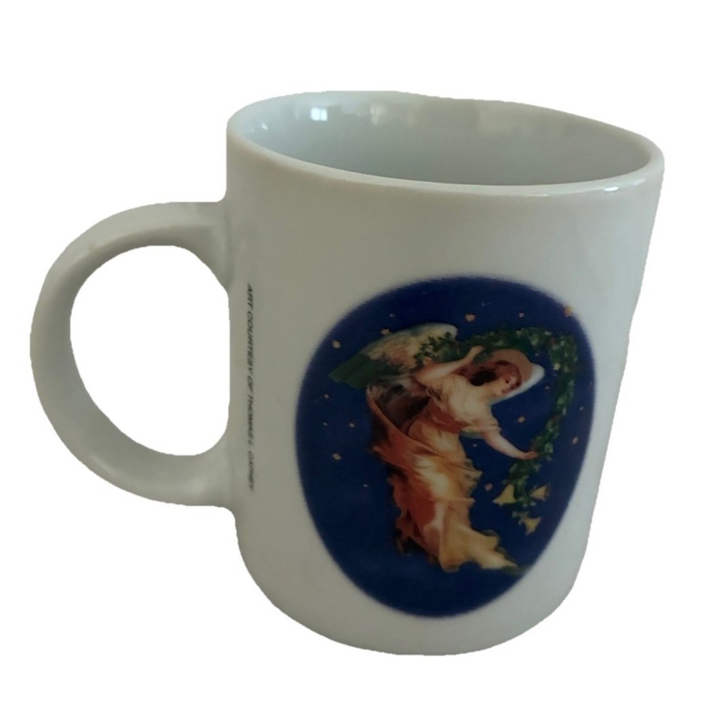 Vintage Angel Coffee Mug Cup White Thomas L‎ Cathey Art Renaissance Christmas